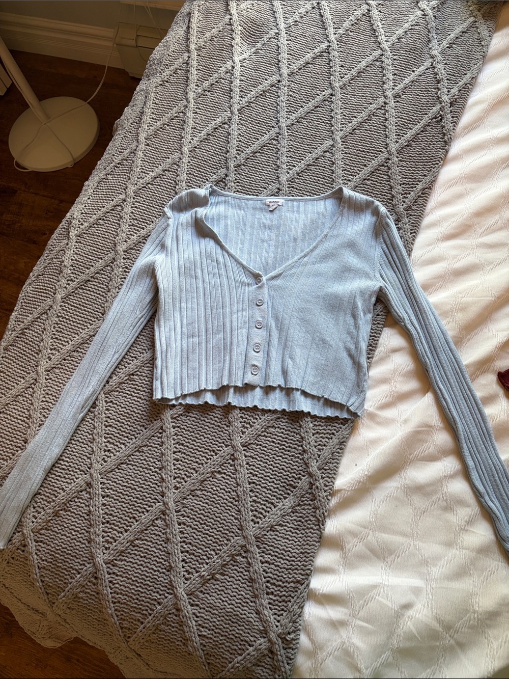 Garage Light Blue Ribbed Crop Top